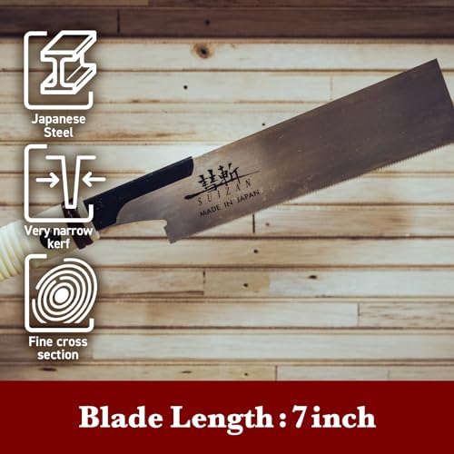 Image of SUIZAN Flush Cut Saw 7 inch - Professional Japanese Pullsaw Handsaw Woodworking Tools