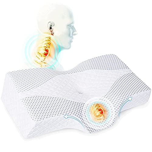 Contour Pillow for Neck and Shoulder Pain, IKSTAR Memory Foam Pillows for Sleeping, Cervical Neck Support Pillow for Side Back Stomach Sleepers with Cooling Pillowcase, Ear Pain Free [U.S. Patent]
