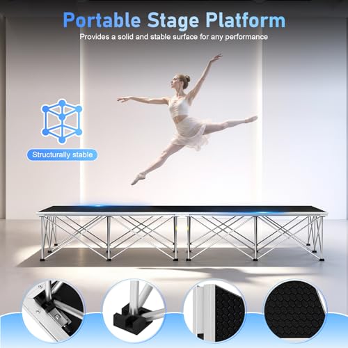 Image of 8x8ft Heavy Duty Portable Stage Platform, 1540 lbs Capacity Modular Stage