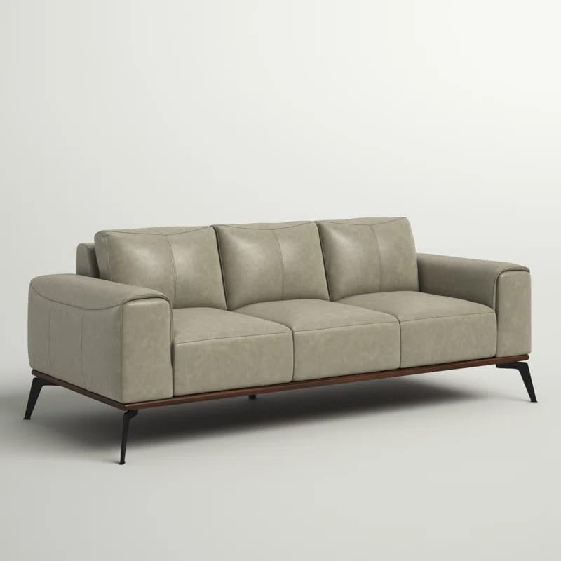 Image of LEGACY OF COMFORT Conley 58'' Leather Loveseat 2 Seater Sofa Two Seater Lounger for Living Room Offices Hotels (Ash Green, Three Seater)