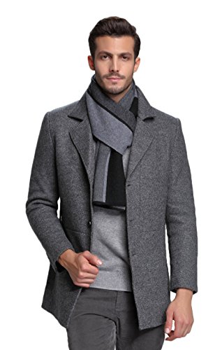 [RIONA] メンズ ウール 100% マフラー 秋 冬 大判 おしゃれ 暖かい 羊毛 マフラー