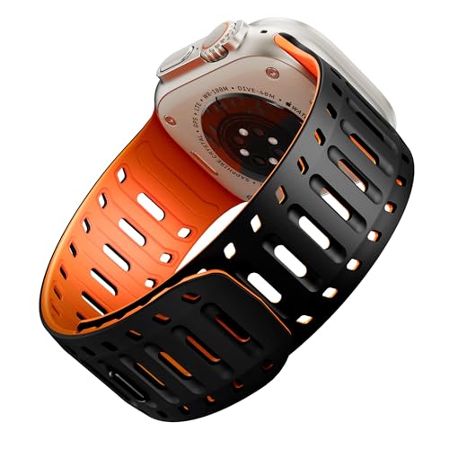 Image of X-it Magnetic Watch Band for Apple Watch Ultra 49mm, 46mm /45mm /44mm, Silicone Sport Strap with Strong Magnet for Men and Women, Compatible with Apple Watch Series 11 /10 /9 /8 /7 /6 /5 /4 /3 /2 /1 and SE