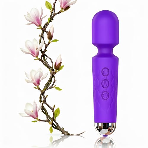 JEKMOS Personal Massager for Back Silicone 20 Modes Multiple Speeds USB Rechargeable Pink Rose Black (Purple)