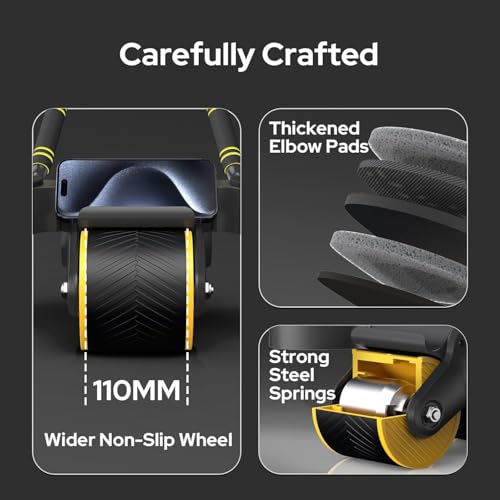 Halohop AB Roller Wheel With Calorie Record Counting Exercise Wheel For Abdominal Core Strength Training, Automatic Rebound,Premium Abdominal AB Roller With Phone Holder For Men Women,Black 5 41IYne+S8fL