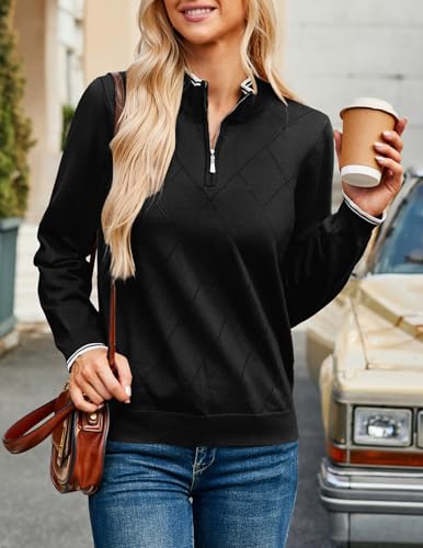 Image of JACK SMITH Quarter Zip Pullover Sweaters for Womens, Rib Polo Sweater Tops