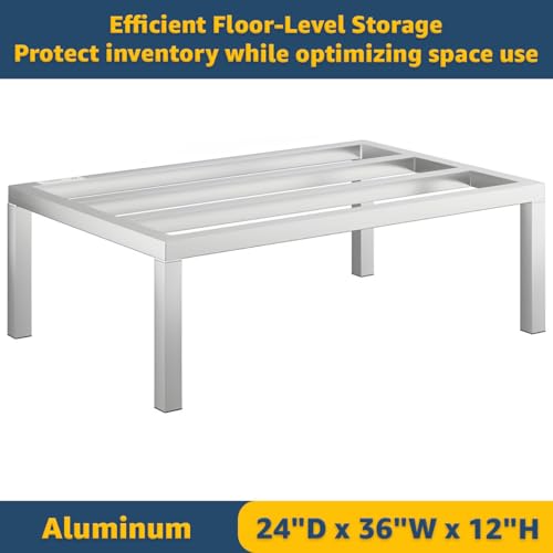 Zedfire 36\" x 24\" x 12\" Aluminum Dunnage Rack – Heavy Duty Floor Storage Stand, NSF for Commercial Use