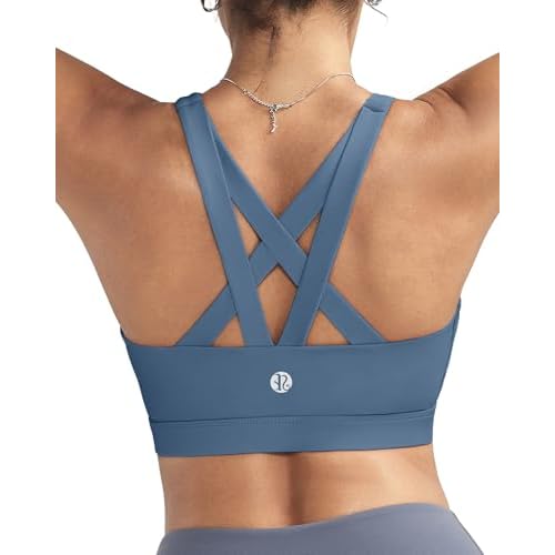 RUNNING GIRL Sports Bras for Women,Padded Strappy Sports Bras Criss-Cross Back Medium Support Sports Bras with Removable Cups