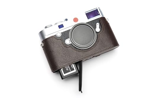 Demi-coque Leica M10 en cuir marron idéale pour sécuriser vos photos de voyage