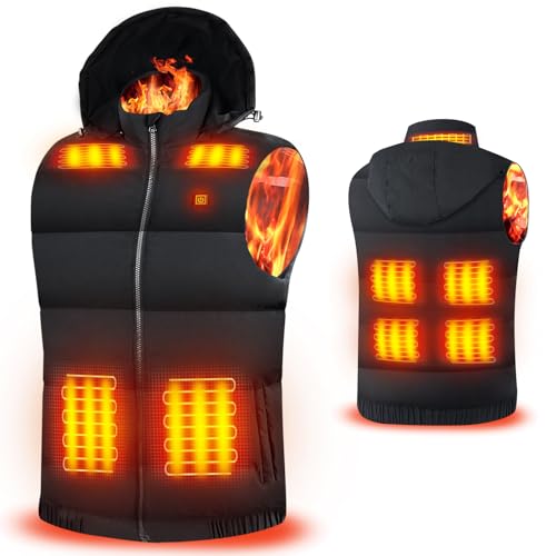 Rrtizan Chaleco Hombre Mujer, Chaqueta con Capucha con Calefacción Eléctrica USB,3 Niveles de Temperatura,Lavable, Regalo Cálido de Navidad de Invierno Para Caza,Aire Libre(Sin Batería)