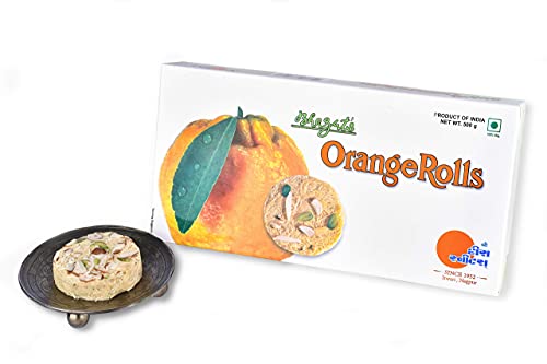 Nagpur’s Famous Heera Sweets Bhagat’s Son Roll Orange Flavoured 500g | Almond & Pistachio Garnished Soft Flaky Mithai Box | Preservative-Free Festive Sweet