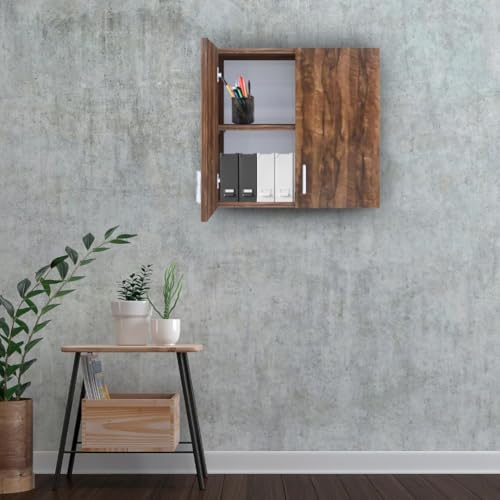 Image of Door Multipurpose Storage Cabinet & Adjustable Shelf | Space Organizer | Termites Resistance | Wall Mounted for Office, Kitchen Finish (Cochwood Brown, Door 2)