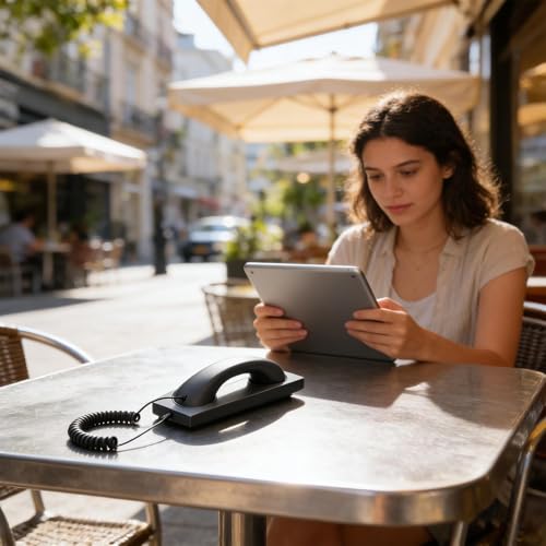 Auriculares de teléfono retro para teletrabajo y llamadas de negocios desde el escritorio 7