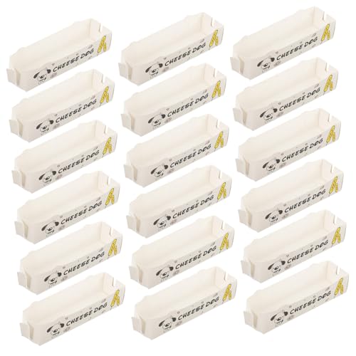 OKUMEYR 100Pcs Paper Snack Containers for Hot Dogs Food Packaging Box Lightweight Chic Design for Sausages Fries and Treats for Parties Events
