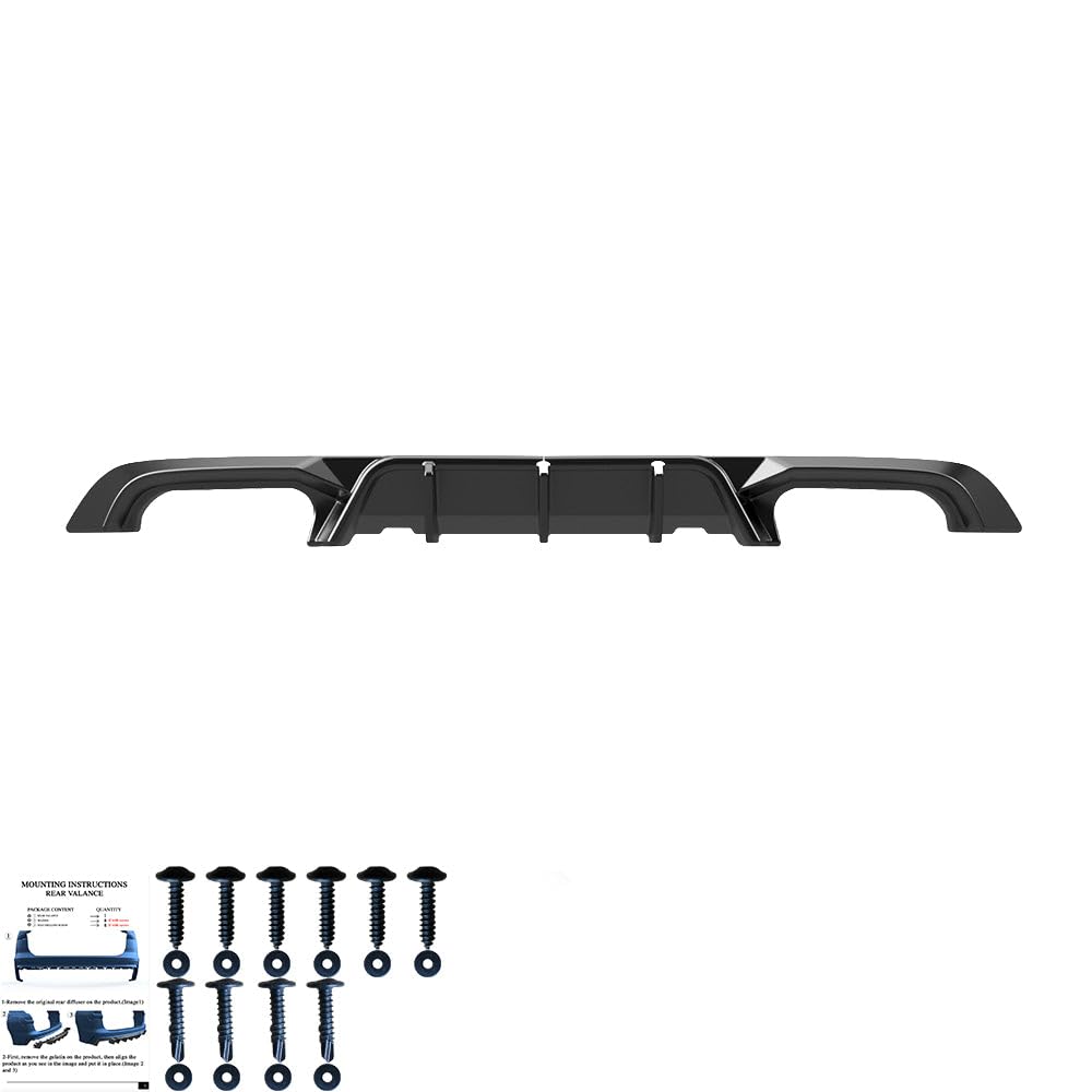 Oneway Jupe de pare-chocs arrière (Diffuseur) compatible avec Volkswagen Golf VII HB R 2013-2016 - Noir brillant