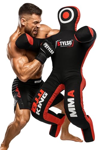 Un-Filled Grappling Dummy Wrestling Dummy Jiu Jitsu Dummy for BJJ MMA Judo Karate Practice Adult Kids and Youth Training Tackling Dummies - Black, 5ft / 60