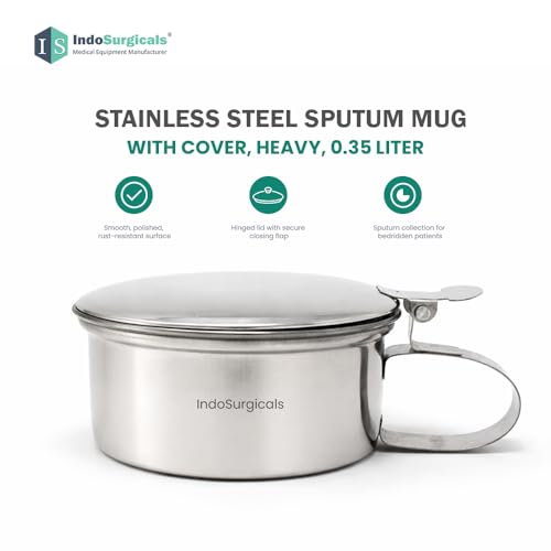 Image of IS IndoSurgicals Stainless Steel Sputum Mug with Cover, Heavy, 0.35 Liter (Pack of 3pcs)