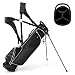 Tangkula Golf Stand Bag, Lightweight Organized Sunday Bag Easy Carry Shoulder Bag with 3 Way Dividers and 4 Pockets, Black