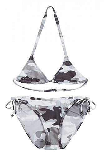 Bikini triángulo para niña de dos piezas gris para días de playa y piscina 164 cm