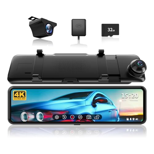 REDTIGER T700 Rear View Mirror Camera 11'' 4K UHD Front and 1080P Mirror Dash Cam Front and Rear,...
