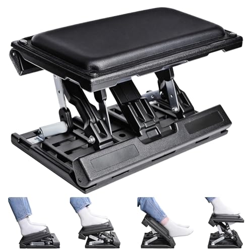 Scalebeard Foot Rest for Under Desk at Work,Height Adjustable Infinite Angle Ergonomic Foldable Footrest for Office, Gaming,Computer, Removable Pad Desk Foot Stool with Massage Beads,for All Seasons
