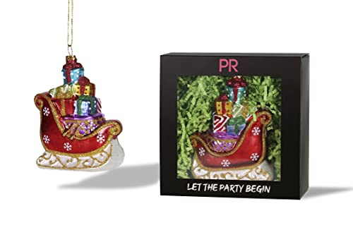 Party Rock | Sleigh with Gifts Glass Ornament | X-Mas Collection