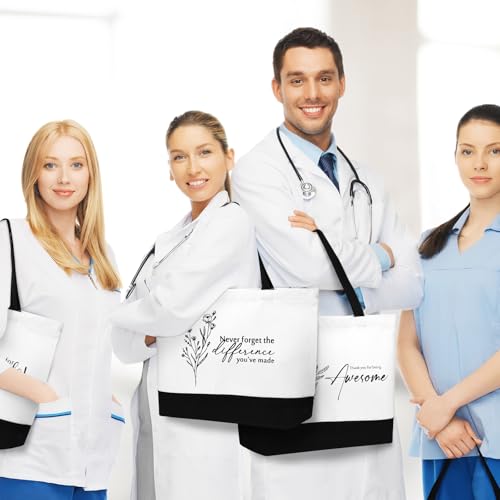 Image of 6 Pcs Thank You Canvas Bag Employee Appreciation Gift Reusable Grocery Bag Housekeeping Week Gift for Women Coworker