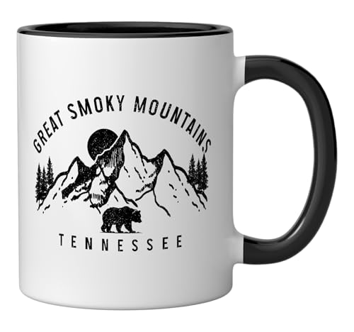 Taza vintage de cerámica Great Smoky Mountains negra y blanca miniatura 2