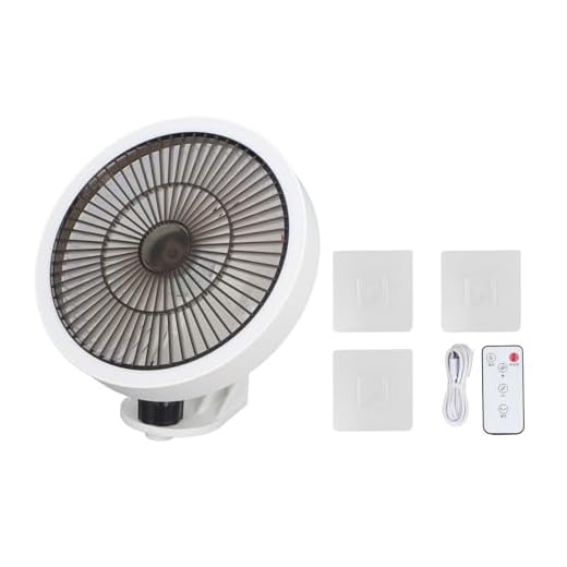 Aoaoy Ventilador de pared pequeño con mando a distancia, mini ventilador oscilante con luz nocturna de 3 velocidades para autocaravana, dormitorio, oficina en casa, garaje, color único