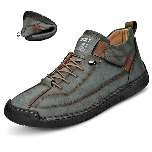 Optigard Men's Leather Chukka Ankle Boots Handmade Beck Shoes High Top Casual Waterproof Genuine Leather Slip On Lightweight Non-Slip Outdoor Booties for Hiking Camping Driving