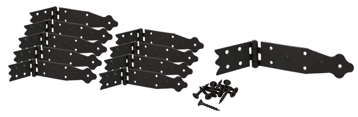 KOTARBAU® 10 Bisagras para muebles y puertas, 210x35 mm, Negra, Bisagra de libro, Ornamental, Conectores de bisagras, Bisagra plegable de doble hoja, Bisagra multiuso para cajas de madera, 10 UNIDADES