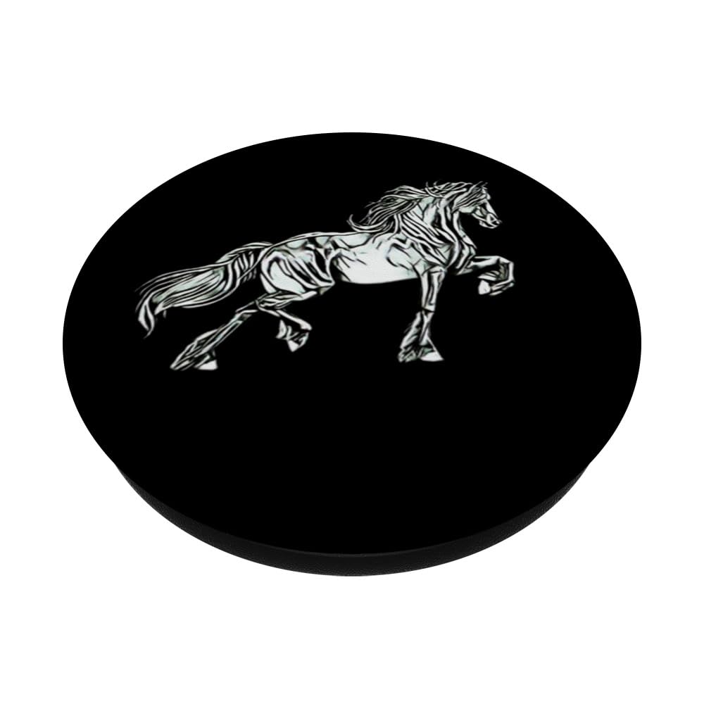 Drôle De Cheval Qui Chante Blanc Avec Des Écouteurs PopSockets PopGrip Interchangeable