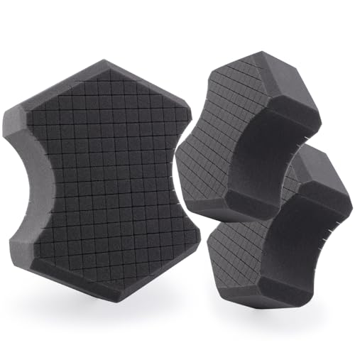 SPTA Ultra Safe Sponge 3Pcs Car Wash Sponge Latest Foam Technology Safe for All Types of Paint and Wheel Finishes Easy to Hold Ergonomic Grip for Wash Bucket and Rinseless Washing Gray -MT045B3