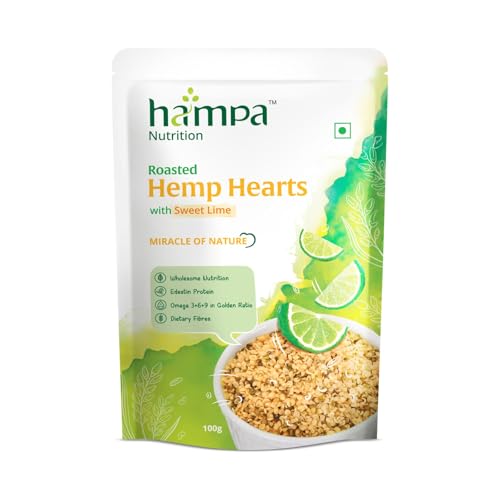 Hampa Roasted Hemp Hearts 100g | Sweet Lime Flavour | Roasted Shelled Hemp Seeds for Eating | Healthy Snack | 35g Plant Protein | 38g Good Fats-Omega 3,6,9 | Dietary Fibres | Wholesome Nutrition