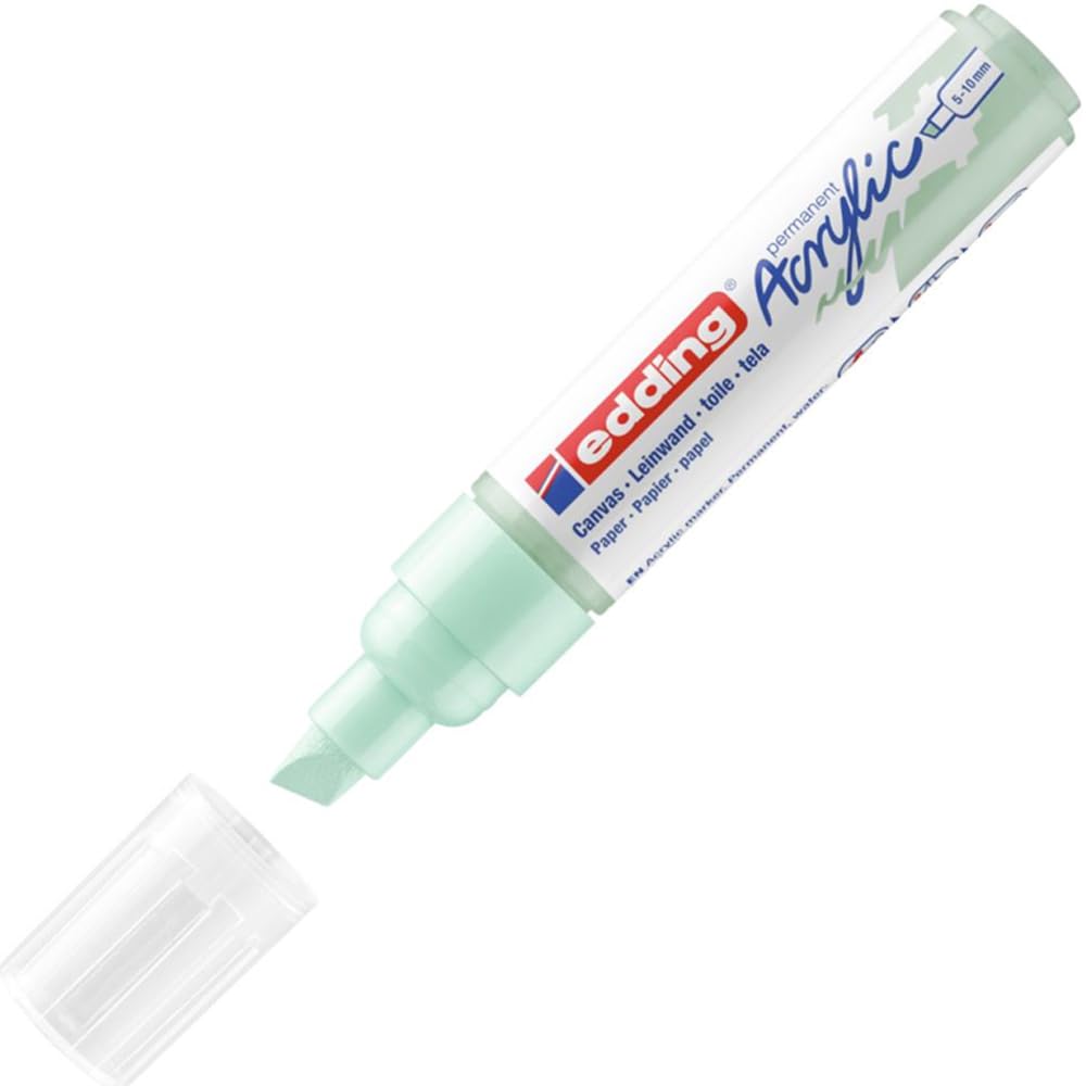 edding 5000 acrylic marker broad - mint - 1 waterproof acrylic paint marker - chisel tip 5-10 mm - acrylic paint pens for drawing on canvas, art paper and wood - acrylic markers for pebbles