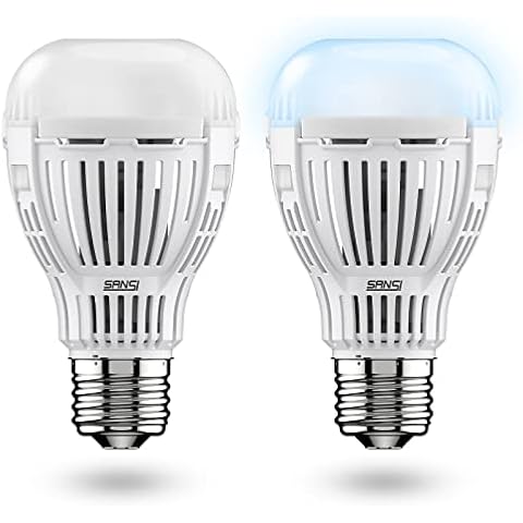 SANSI E27 8W Dusk to Dawn LED Light Bulbs, 80W Equivalent Energy-Saving Daylight Bulbs with Light Sesnor 5000K 800lm, Auto on/Off LED Bulbs for Porch Stairs Garage - 2Pack Cover
