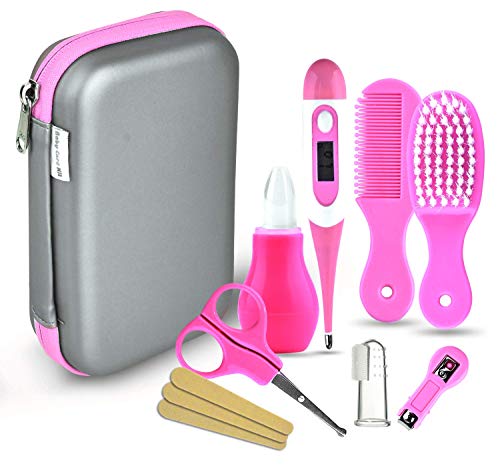 Apark Set para el cuidado del bebé - 8 piezas/juego de recién nacido bebé niños Cuidado Set, uñas pelo salud Cuidado Termómetro Pincel Kit (rosa)