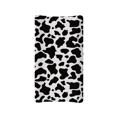 Image of Guosanchn Cow Print Diaper Changing Pad Cover, Comfortable Infant Changing Table Cover Breathable Changing Mat Cover Baby Nursery Diaper Changing Pad Sheets