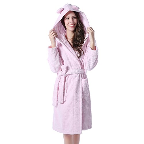 Richie House Women's Soft and Warm Robe with Hood RHW2764-A-M Light Pink