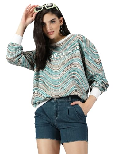 Image of RodZen Oversized | Loose Fit |Full Sleeves Cotton Loopnet Round Neck T-Shirt for Womens /Girls