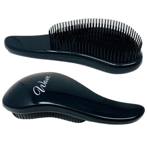 Wave Detangling Brush – Pack of 2, Black | Detangler Hair Brush for Curly, Wavy, Thick or Wet Hair | Flexible Bristles for Easy Glide, Anti-Breakage & Pain-Free Styling