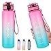 GEMFUL Bouteille d'eau 1 Litre sans BPA Tritan Sport Gourde avec Marqueur de Temps de Motivation pour Fitness Voyager