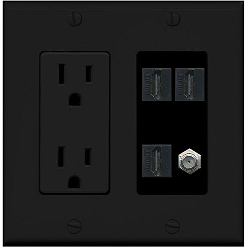 (未使用･未開封品)　RiteAV ( 2ギャングDecorative ) 15?Ampラウンド電源コンセントHDMIテレビ壁プレートホワイト df5ndr3 Amazon.com: RiteAV - 2 x 15 Amp 125V Power Outlet 3 x RCA