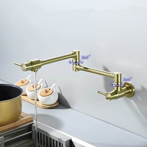 Grifo de cocina de latón giratorio 360 con brazos oscilantes plegables 7