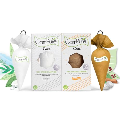 Image of CamPure Camphor Cone (1 Sandalwood + 1 Bhimseni) Pack Of 2-100% Organic | Air Freshener For Car, Wardrobe, Office Cabin's, Drawers, Travel Bag & Bathroom