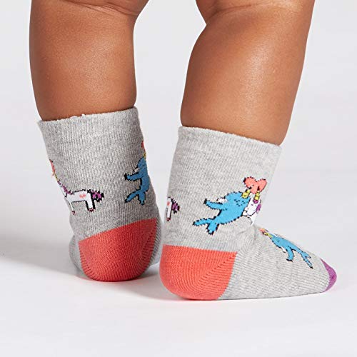 Sock It to Me, Toddler Children's Crew Socks: Great Horns Think Alike - Grey Heather - Fits Kids Ages 1-22