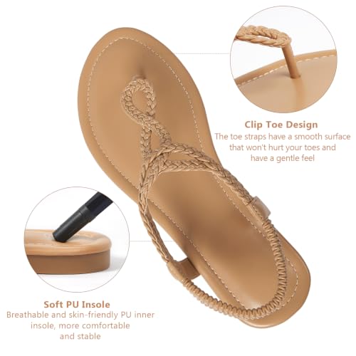 Image of zeetoo Women's Flat Sandals Summer T-StrapThong Bohemian Casual Comfortable Dressy Sandals for Women