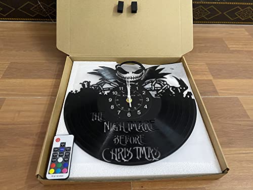 Evaastore Led Vinyl Record Wall Clock With The Nightmare Before Christmas Cartoon Themed Led Night Light Kids Room Gift Idea Characters Nursery Art Decor 12” Lp Record Clock, 12 Inch #TOP5