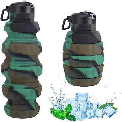 MT HUB Foldable Water Bottle - BPA Free 500 ml Grenade Silicone Food Safe Bicycle Reusable Bottle for Fitness, Bike, Outdoor Sports