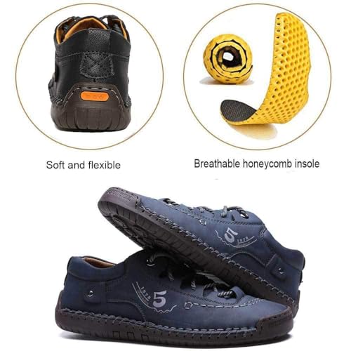 Mens Casual Shoes Genuine Leather Loafers Lightweight Breathable Outdoor Walking Shoes Slip On Sneakers4