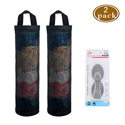 Mesh Garbage Bag Sulimy Plastic Bag Holder Dispensers 2pcs Folding Hanging Storage Bag